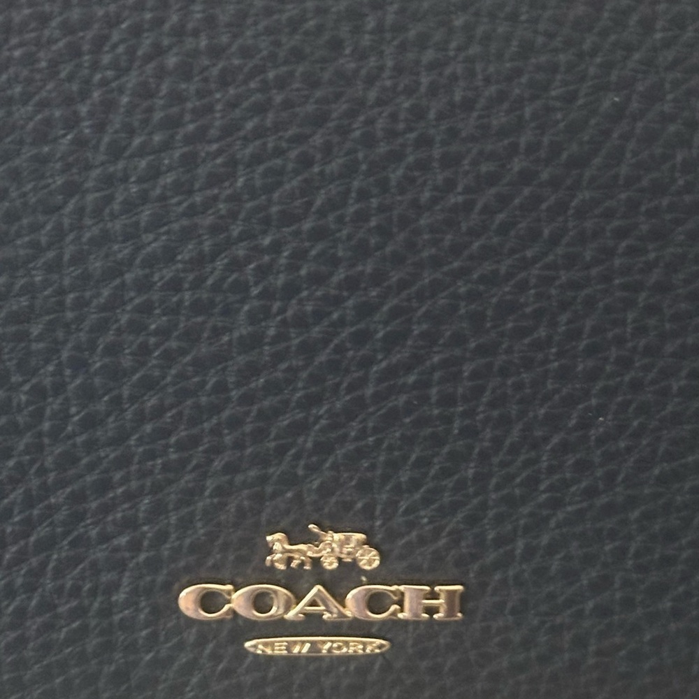 Coach Midnight Pebbled Leather Double-Zip Wristlet | Gold Hardware NWT $198 MSRP - Picture 12 of 16